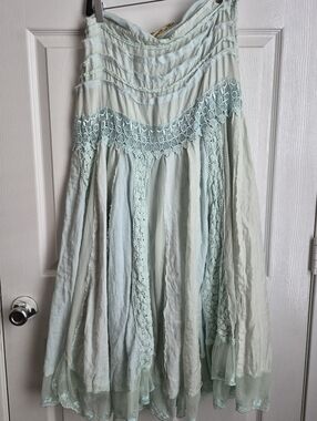 MISS ME | Mint Green Lace Boho MidI Skirt